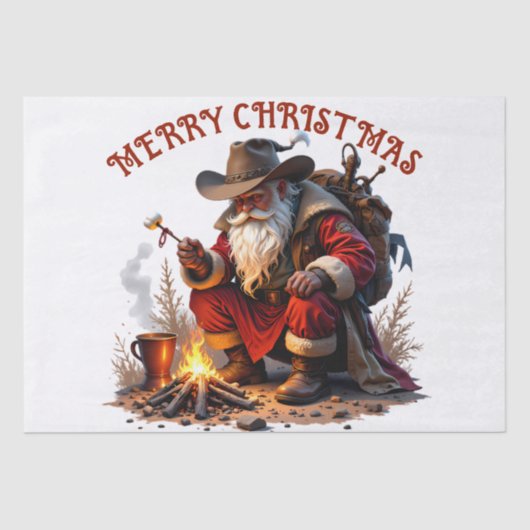 Cowboy Santa: Rustic Campfire Christmas Graphic Tissuepapier (Voorkant)