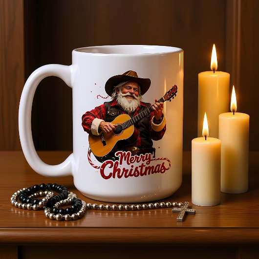Cowboy Santa Sings Christmas Tune Koffiemok