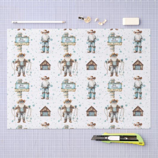 Cowboy Santa Tissuepapier (Craft)