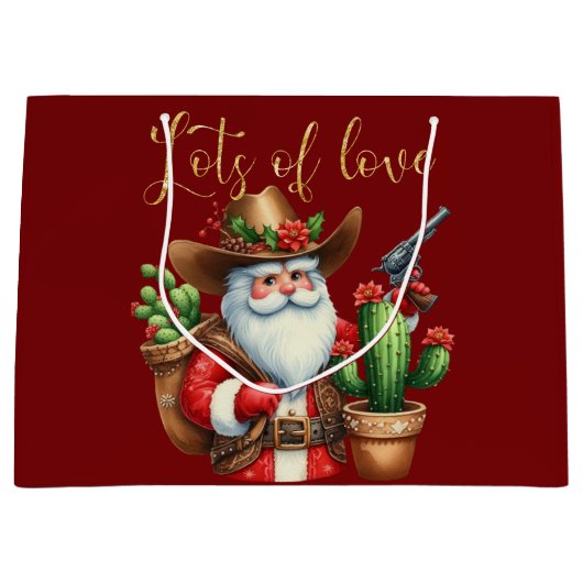 Cowboy Santa Veel liefde Desert Cactus Pistol Groot Cadeauzakje (Voorkant)