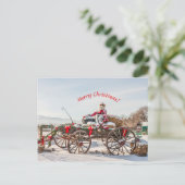 Cowboy Santa - Wagon met Hay Bales Briefkaart (Staand voorkant)