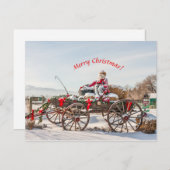 Cowboy Santa - Wagon met Hay Bales Briefkaart (Voorkant / Achterkant)