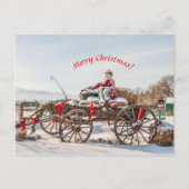 Cowboy Santa - Wagon met Hay Bales Briefkaart (Voorkant)