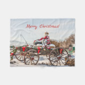 Cowboy Santa - Wagon met Hay Bales Fleece Deken (Voorkant (Horizontaal))
