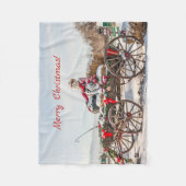 Cowboy Santa - Wagon met Hay Bales Fleece Deken (Voorkant)