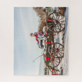 Cowboy Santa - Wagon met Hay Bales Legpuzzel (Verticaal)