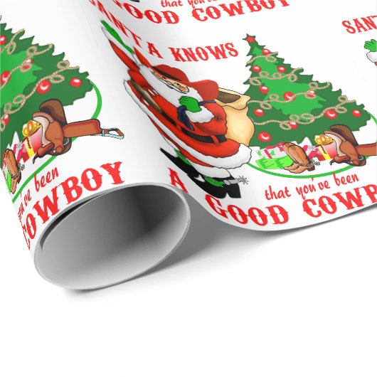 Cowboy Santa weet dat je een goede cowboy bent gew Cadeaupapier (Rol Hoek)