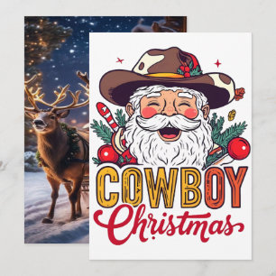 Cowboy Santa Western Kerst Rodeo PNG Design Feestdagenkaart