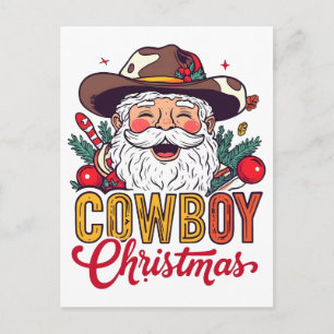 Cowboy Santa Western Kerst Rodeo PNG Design Feestdagenkaart