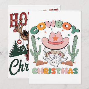 Cowboy Santa Western Kerst Rodeo PNG Design Feestdagenkaart