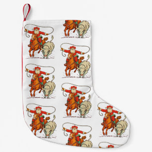 Cowboy Santa Western Roping Kerst Vintage Kerstmis Kleine Kerstsok