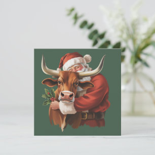 Cowboy Santa Western Touwtrekken Kerst Vintage Feestdagenkaart
