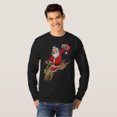 Cowboy Santa Xmas Rendier Rodeo Kerstmis in Texas T-shirt (Voorkant volledig)