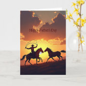 Cowboy Scene Vaderdag kaart (Gele Bloem)