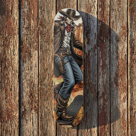 Cowboy Schaatsen Illustratie Persoonlijk Skateboard