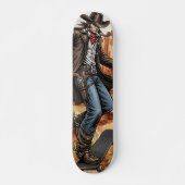 Cowboy Schaatsen Illustratie Persoonlijk Skateboard (Voorkant)