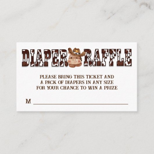 Cowboy schattig baby paard westerne luier loterij informatiekaartje (Voorkant)