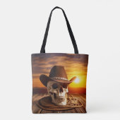 Cowboy schedel met lasso tote bag (Achterkant)