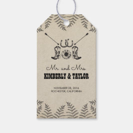 Cowboy Schoenen Land Bruiloft Mr. en Mrs. Cadeaulabel