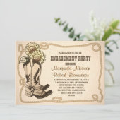 Cowboy schoenen rustieke verlovingsfeest uitnodigi kaart (Staand voorkant)