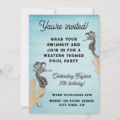 Cowboy Seahorse Pool Party Kaart (Achterkant)