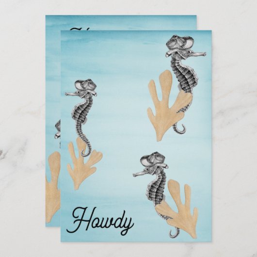 Cowboy Seahorse Pool Party Kaart (Voorkant / Achterkant)