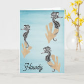 Cowboy Seahorse Verjaardag Kaart (Gele Bloem)