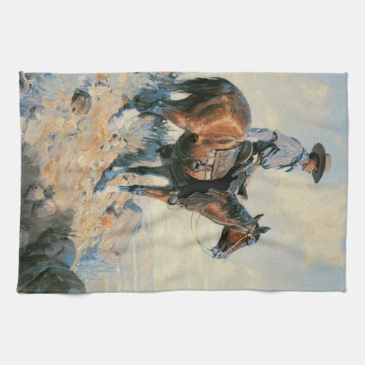  cowboy, Sentinel van de Plains by Dunton Theedoek (Horizontaal)