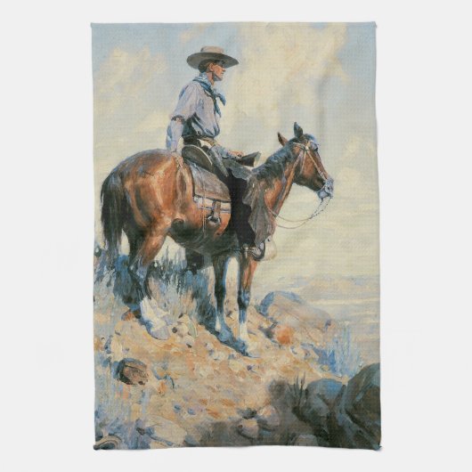  cowboy, Sentinel van de Plains by Dunton Theedoek (Verticaal)