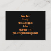 Cowboy Services of Ranch Horse Tack Fencing Visitekaartje (Achterkant)