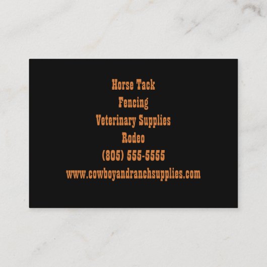 Cowboy Services of Ranch Horse Tack Fencing Visitekaartje (Achterkant)