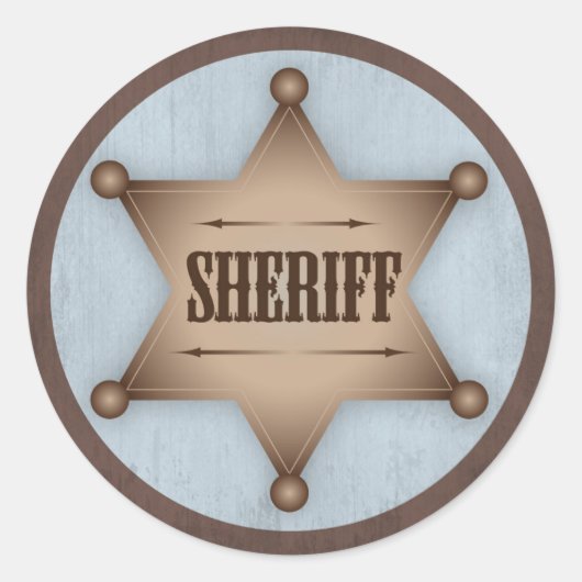 Cowboy Sheriff Badge Western Baby shower Ronde Sticker (Voorkant)