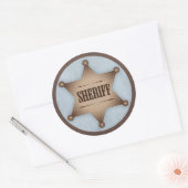 Cowboy Sheriff Badge Western Baby shower Ronde Sticker (Envelop)