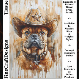 Cowboy Sheriff Bulldog Hond Met Hoed DD4 Decoupage Tissuepapier