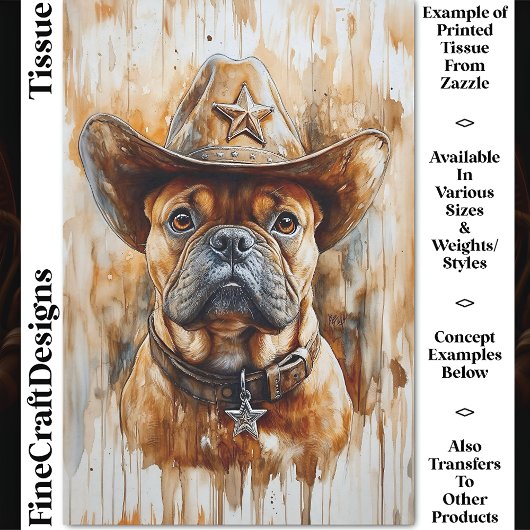 Cowboy Sheriff Bulldog in Pet DD4 Decoupage Tissuepapier