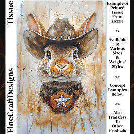Cowboy Sheriff Bunny Konijn In Hoed DD5 Decoupage Tissuepapier