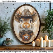 Cowboy Sheriff Bunny Rabbit in Pet DD5 Decoupage Tissuepapier