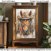 Cowboy Sheriff Chesnut Horse in Pet DD6 Decoupage Tissuepapier