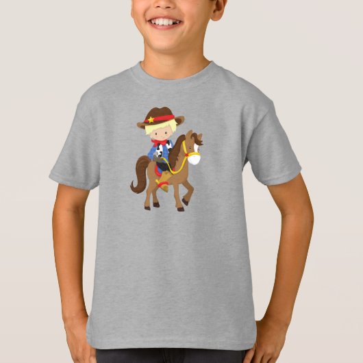 Cowboy, Sheriff, Horse, Western, blond haar T-shirt (Voorkant)