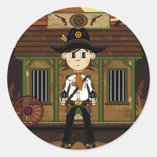 Cowboy Sheriff in de gevangenis Sticker (Voorkant)