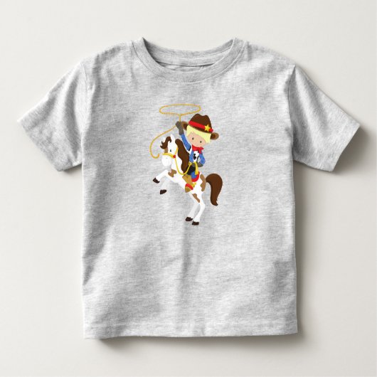 Cowboy, Sheriff, Paard, Lasso, Western, Blond Haar Kinder Shirts (Voorkant)