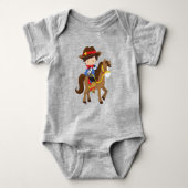 Cowboy, sheriff, paard, Western, bruine haar Romper (Voorkant)