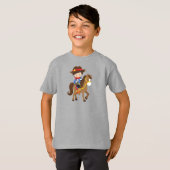 Cowboy, sheriff, paard, Western, bruine haar T-shirt (Voorkant volledig)