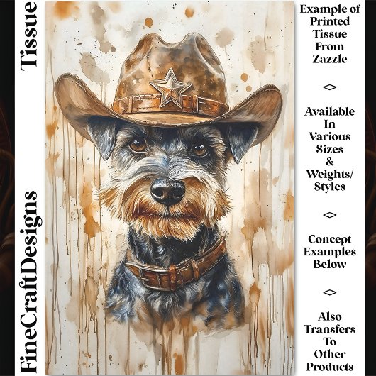 Cowboy Sheriff Schnauzer Dog in Pet DD7 Decoupage Tissuepapier