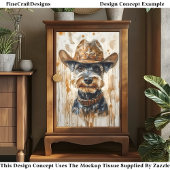 Cowboy Sheriff Schnauzer Hond Met Hoed DD7 Decoupa Tissuepapier