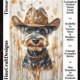 Cowboy Sheriff Schnauzer Hond Met Hoed DD7 Decoupa Tissuepapier