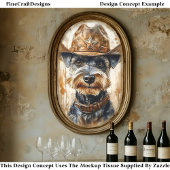 Cowboy Sheriff Schnauzer Hond Met Hoed DD7 Decoupa Tissuepapier