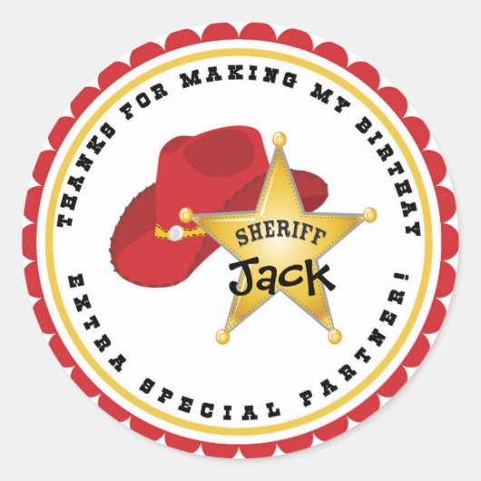 Cowboy Sheriff Verjaardag Stickers (Voorkant)