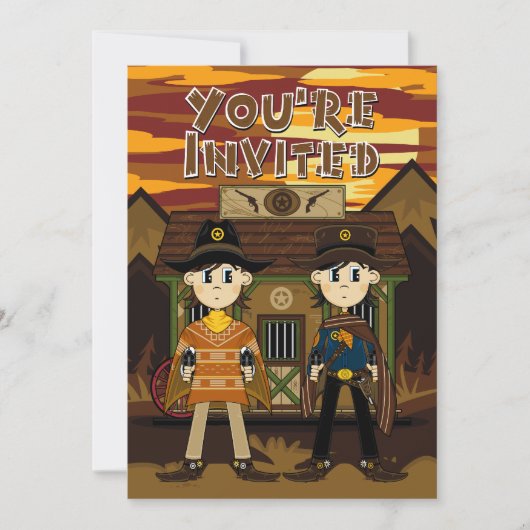 Cowboy Sheriffs bij Jail Party Invite Kaart (Voorkant)