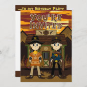 Cowboy Sheriffs bij Jail Party Invite Kaart (Voorkant / Achterkant)